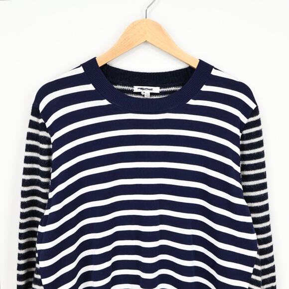 NWT Madewell Mixed-Yarn Cotton Alpaca Striped Sweater In Navy Cream Size XXL - Picture 7 of 11